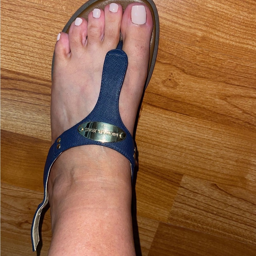 NAVY BKUE & GOLD MICHAEL KORS SANDALS
